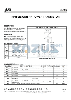 ASI10784 datasheet - NPN SILICON RF POWER TRANSISTOR