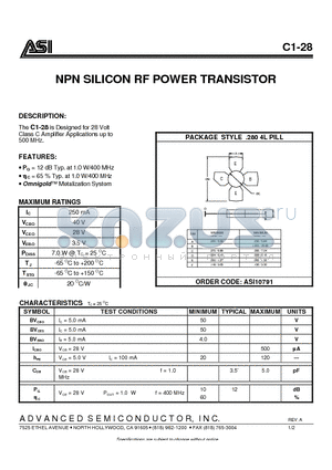 ASI10791 datasheet - NPN SILICON RF POWER TRANSISTOR