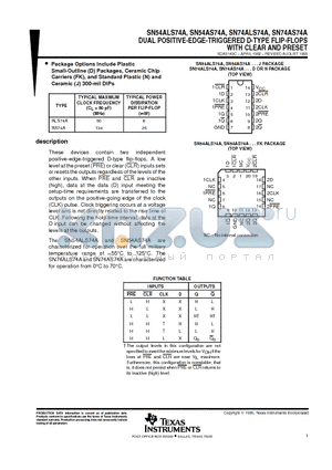 74ALS74 datasheet - DUAL POSITIVE-EDGE-TRIGGERED D-TYPE FLIP-FLOPS WITH CLEAR AND PRESET