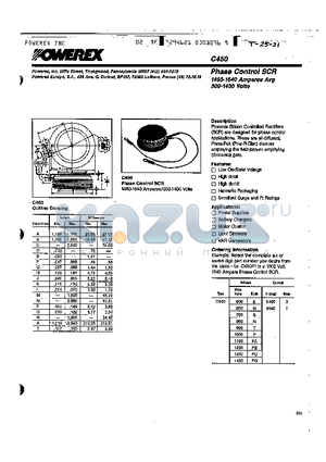 C450PA1 datasheet - Phase Control SCR 1460-1640 Amperes Avg 500-1400 Volts