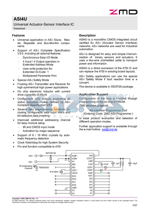 ASI4U datasheet - Universal Actuator-Sensor Interface IC