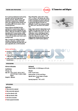 106124-1050 datasheet - LC Connectors and Adapter