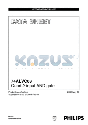 74ALVC08D datasheet - Quad 2-input AND gate