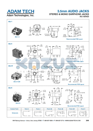 ASJ-1 datasheet - 3.5mm AUDIO JACKS STEREO & MONO EARPHONE JACKS