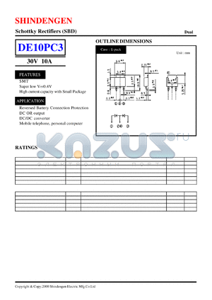 DE10PC3 datasheet - Schottky Rectifiers (SBD) (30V 10A)