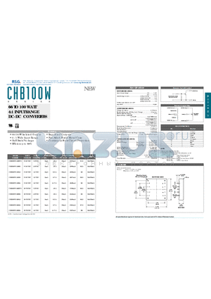 CHB100W-48S12 datasheet - 66 TO 100 WATT 4:1 INPUT RANGE DC-DC CONVERTERS