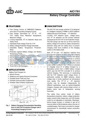 AIC1781CS datasheet - Battery Charge Controller