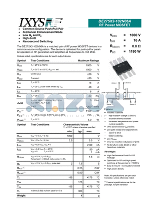 DE275X2-102N06A datasheet - RF Power MOSFET