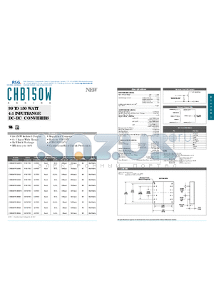 CHB150W-48S3V3 datasheet - 99 TO 150 WATT 4:1 INPUT RANGE DC-DC CONVERTERS