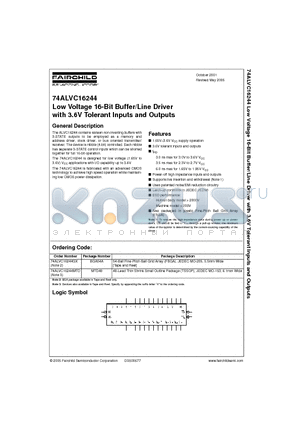 74ALVC16244GX datasheet - Low Voltage 16-Bit Buffer/Line Driver with 3.6V Tolerant Inputs and Outputs