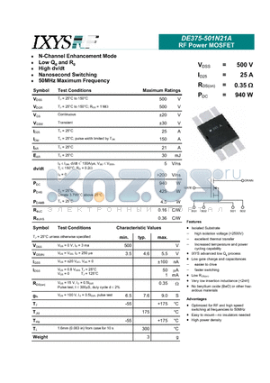 DE375-501N21A datasheet - RF Power MOSFET