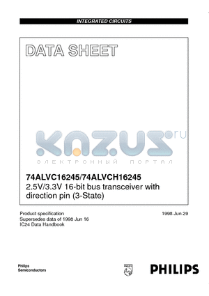 74ALVC16245DGG datasheet - 2.5V/3.3V 16-bit bus transceiver with direction pin 3-State