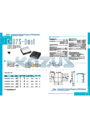 CHB75-24D05-2V5 datasheet - 75 WATT WIDE INPUT DC-DC CONVERTERS DUAL OUTPUT