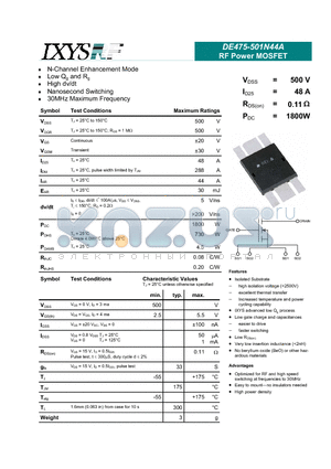 DE475-501N44A datasheet - RF Power MOSFET
