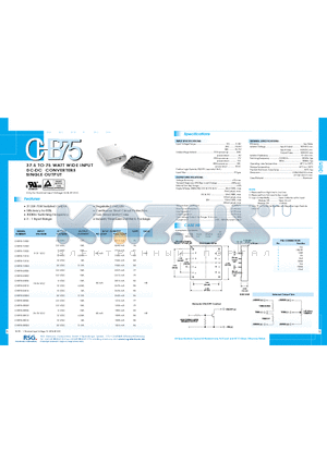 CHB75-48S15 datasheet - 37.5 TO 75 WATT WIDE INPUT DC-DC CONVERTERS SINGLE & DUAL OUTPUT