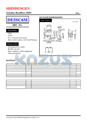 DE5SC6M datasheet - Schottky Rectifiers (SBD) (60V 5A)