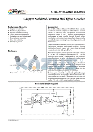 A1120EUA-T datasheet - Chopper Stabilized Precision Hall Effect Switches