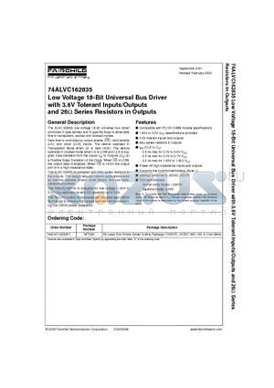 74ALVC162835 datasheet - Low Voltage 18-Bit Universal Bus Driver with 3.6V Tolerant Inputs/Outputs and 26 Series Resistors in Outputs