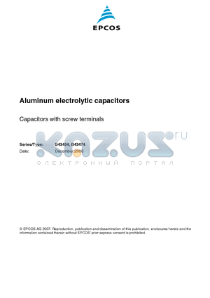 B43454A9108M000 datasheet - Capacitors with screw terminals