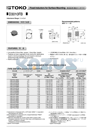 1067FB-270M datasheet - Fixed Inductors for Surface Mounting