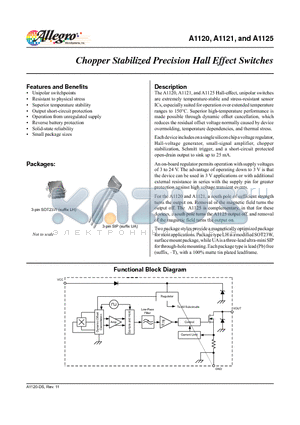 A1125 datasheet - Chopper Stabilized Precision Hall Effect Switches