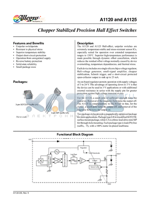 A1125ELHLX-T datasheet - Chopper Stabilized Precision Hall Effect Switches