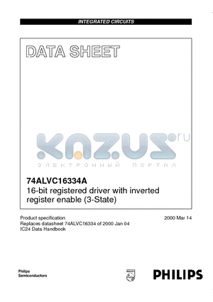 74ALVC16334 datasheet - 16-bit registered driver with inverted register enable 3-State