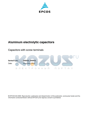 B43456A4109M003 datasheet - Aluminum electrolytic capacitors