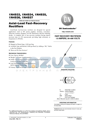 1N4933G datasheet - Axial−Lead Fast−Recovery Rectifiers