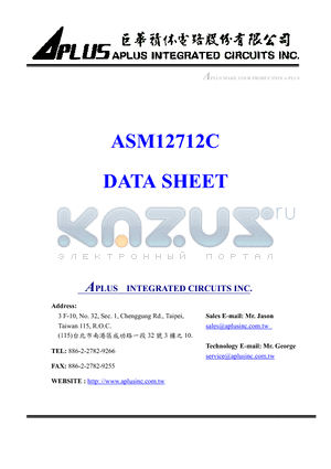 ASM12712C datasheet - VERY LOW-COST VOICE SYNTHESIZER WITH 4-BIT MICROPROCESSOR