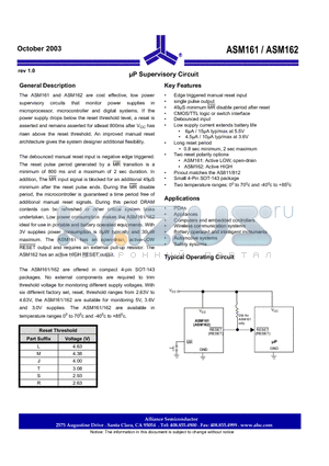 ASM161 datasheet - uP Supervisory Circuit