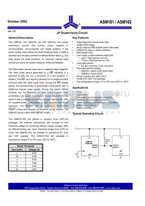 ASM161JEUS/T datasheet - uP Supervisory Circuit