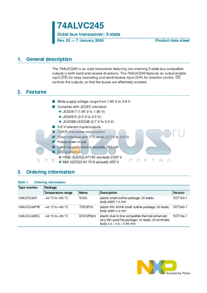 74ALVC245 datasheet - Octal bus transceiver; 3-state