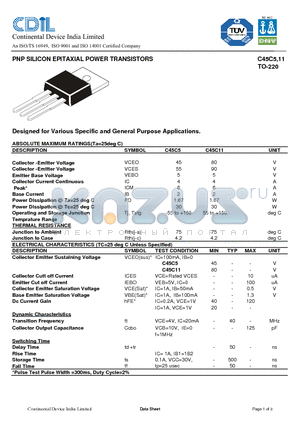 C45C11 datasheet - PNP SILICON EPITAXIAL POWER TRANSISTORS