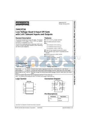 74ALVC32M datasheet - Low Voltage Quad 2-Input OR Gate with 3.6V Tolerant Inputs and Outputs