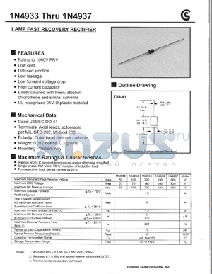 1N4935 datasheet - 1 AMP FAST RECOVERY RECTIFIER
