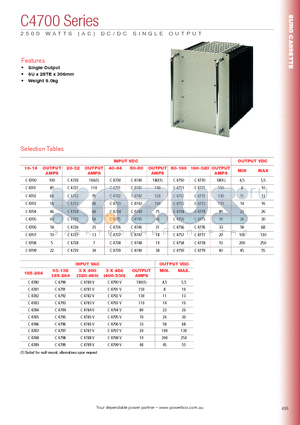 C4701 datasheet - 2500 WATTS (AC) DC/D CSINGLE OUTPUT