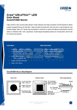 C470UT200-SXXXX datasheet - Cree^ UltraThin LED