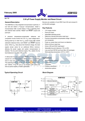 ASM1832SF datasheet - 3.3V UP Power Supply Monitor and Reset Circuit
