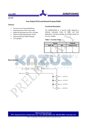 ASM2I2304NZF-08-TT datasheet - Four Output PCI-X and General Purpose Buffer