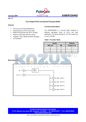 ASM2I2304NZG-08-SR datasheet - Four Output PCI-X and General Purpose Buffer