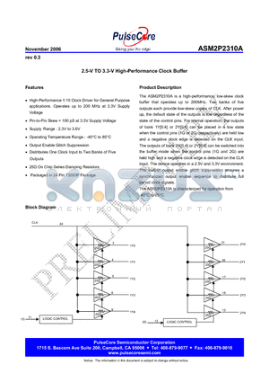 ASM2I2310AG-24TR datasheet - 2.5-V TO 3.3-V High-Performance Clock Buffer