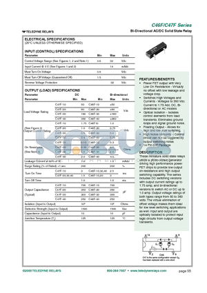 C47F-10 datasheet - Bi-Directional AC/DC Solid State Relay