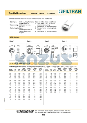 CTP4553-24 datasheet - Toroidal Inductors Medium Current