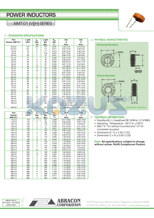 AIMT-01 datasheet - POWER INDUCTORS