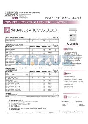 AIOF5S3E datasheet - STRATUM 3E 5V HCMOS OCXO