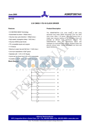 ASM2I3807AHG-20-DR datasheet - 3.3V CMOS 1-TO-10 CLOCK DRIVER