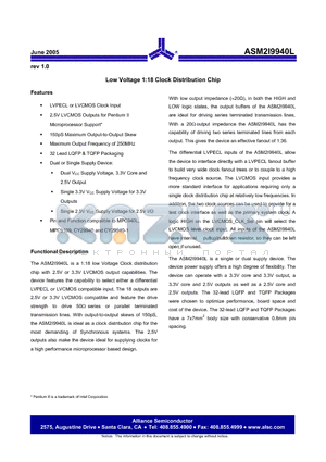 ASM2I9940L datasheet - Low Voltage 1:18 Clock Distribution Chip