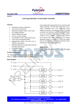 ASM2I5T905AG-28TT datasheet - 2.5V Single Data Rate 1:5 Clock Buffer Terabuffer