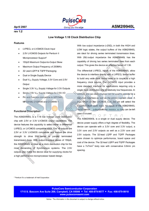 ASM2I9940LG-32-LT datasheet - Low Voltage 1:18 Clock Distribution Chip